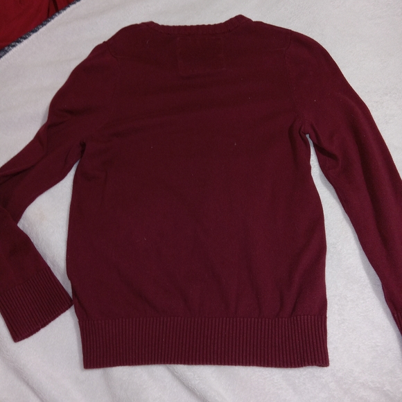 Abercrombie & Fitch Mens Muscle V-Neck Sweater Sz M /Burgundy/Cashmere Blend - Picture 6 of 11